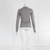 MaxMara Grey Silk Blend Neck Tie Long Sleeve Top