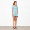 Faithfull The Brand Blue Yellow Rose Smocked Waist Mini Dress