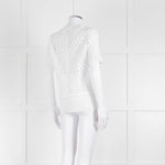 Michael Kors White Lazer Cut Short Sleeve Top