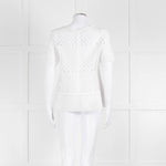 Michael Kors White Lazer Cut Short Sleeve Top