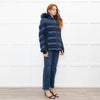 Toni Sailer Navy Blue Fur Trim Hood Ski Jacket
