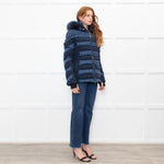 Toni Sailer Navy Blue Fur Trim Hood Ski Jacket