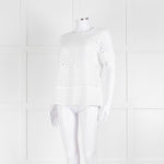 Michael Kors White Lazer Cut Short Sleeve Top