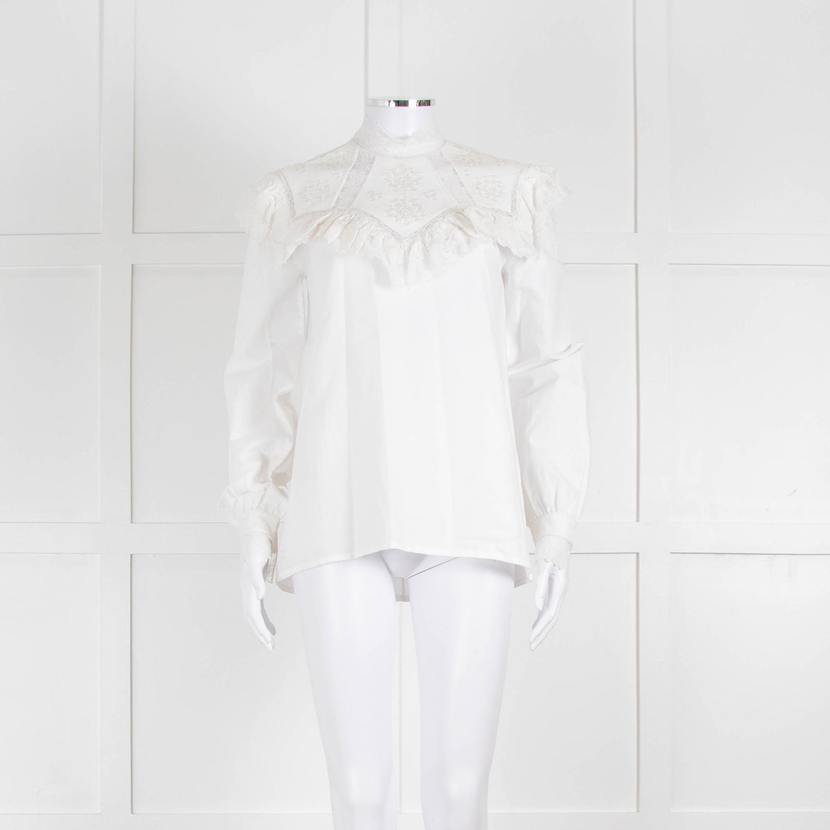 Vilshenko Suzy Embroidered White Cotton Blouse