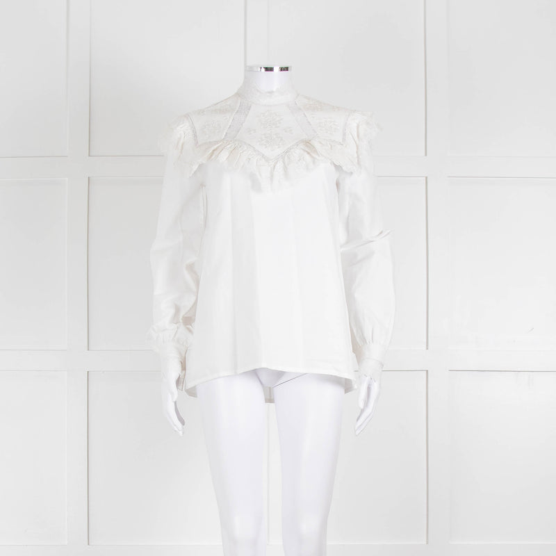 Vilshenko Suzy Embroidered White Cotton Blouse