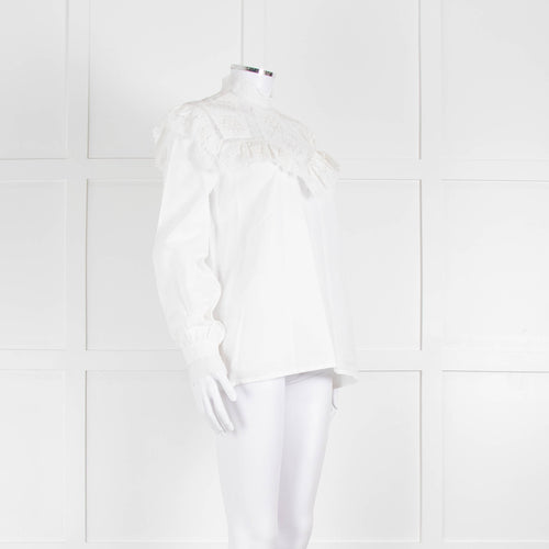 Vilshenko Suzy Embroidered White Cotton Blouse