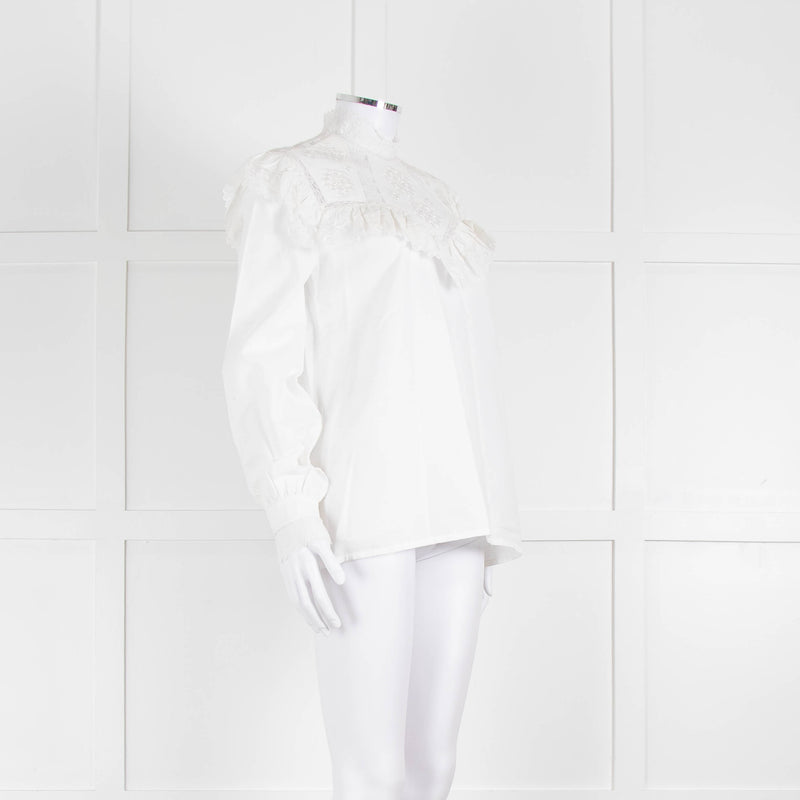 Vilshenko Suzy Embroidered White Cotton Blouse