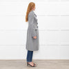 Dolce & Gabbana Grey Wool Crystal And Bead Button Long Coat