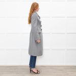 Dolce & Gabbana Grey Wool Crystal And Bead Button Long Coat
