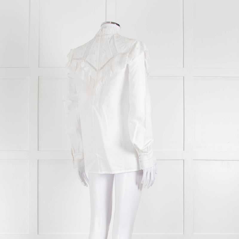 Vilshenko Suzy Embroidered White Cotton Blouse