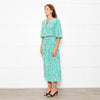 Rixo Jade Green Cream Red Flower Smock Waist Maxi Dress