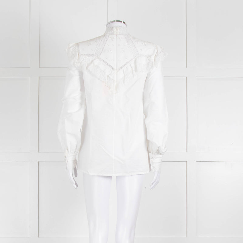 Vilshenko Suzy Embroidered White Cotton Blouse