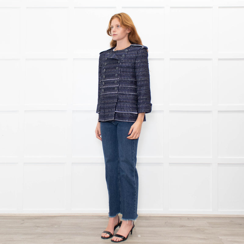 Chanel Navy White Fantasy Tweed Jacket