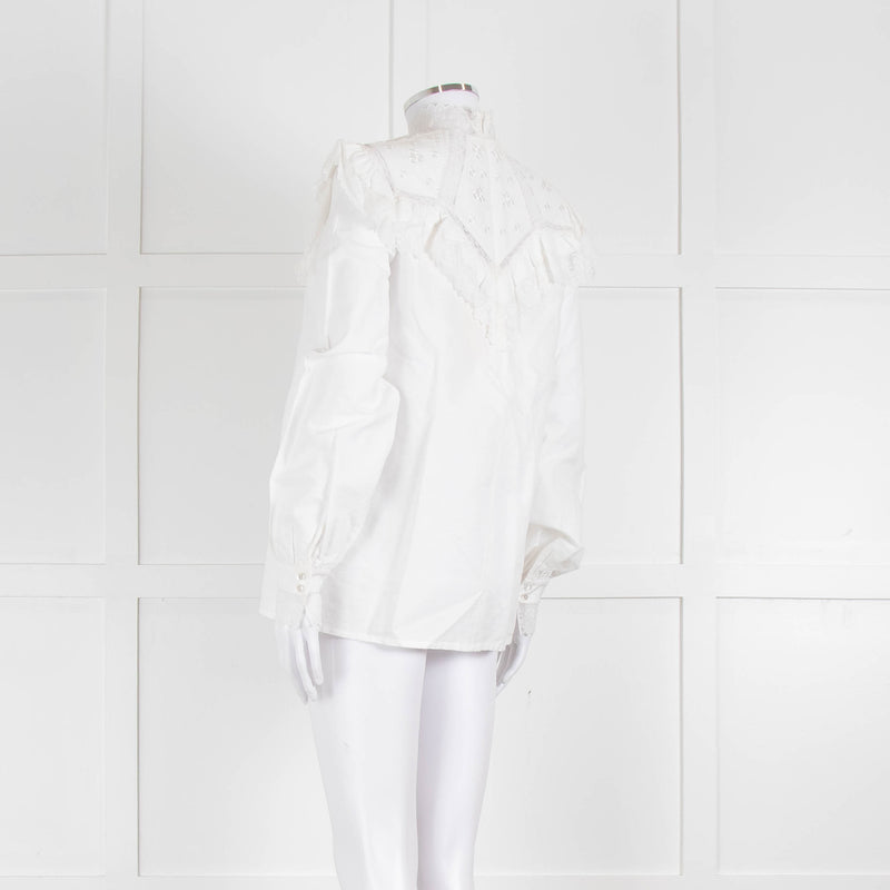 Vilshenko Suzy Embroidered White Cotton Blouse