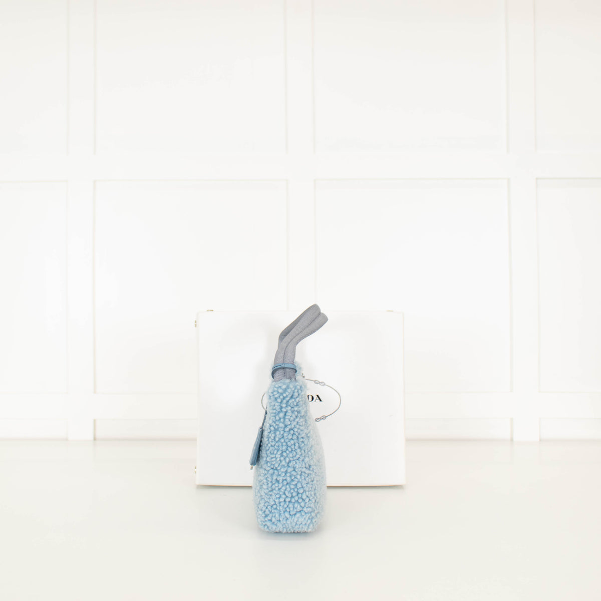 Prada Re-Edition Blue Shearling Shoulder Bag