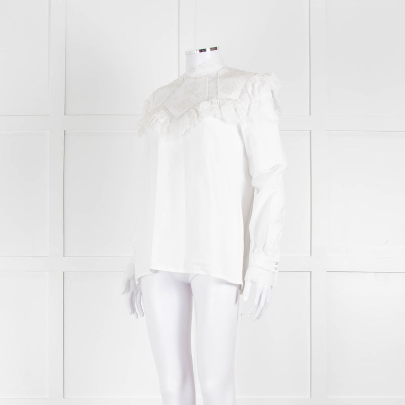 Vilshenko Suzy Embroidered White Cotton Blouse