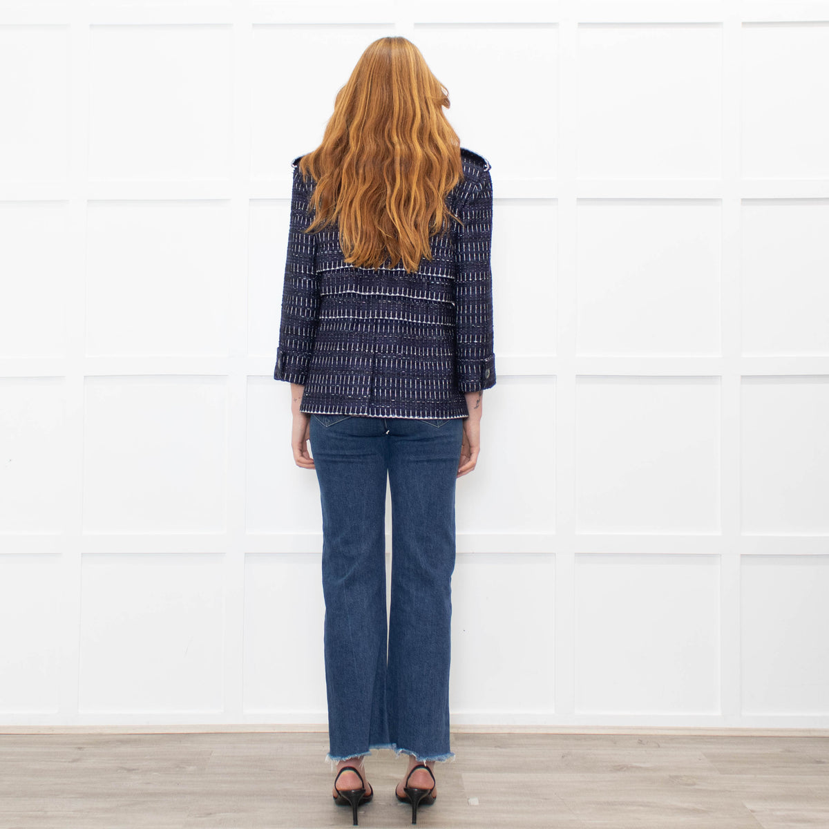 Chanel Navy White Fantasy Tweed Jacket