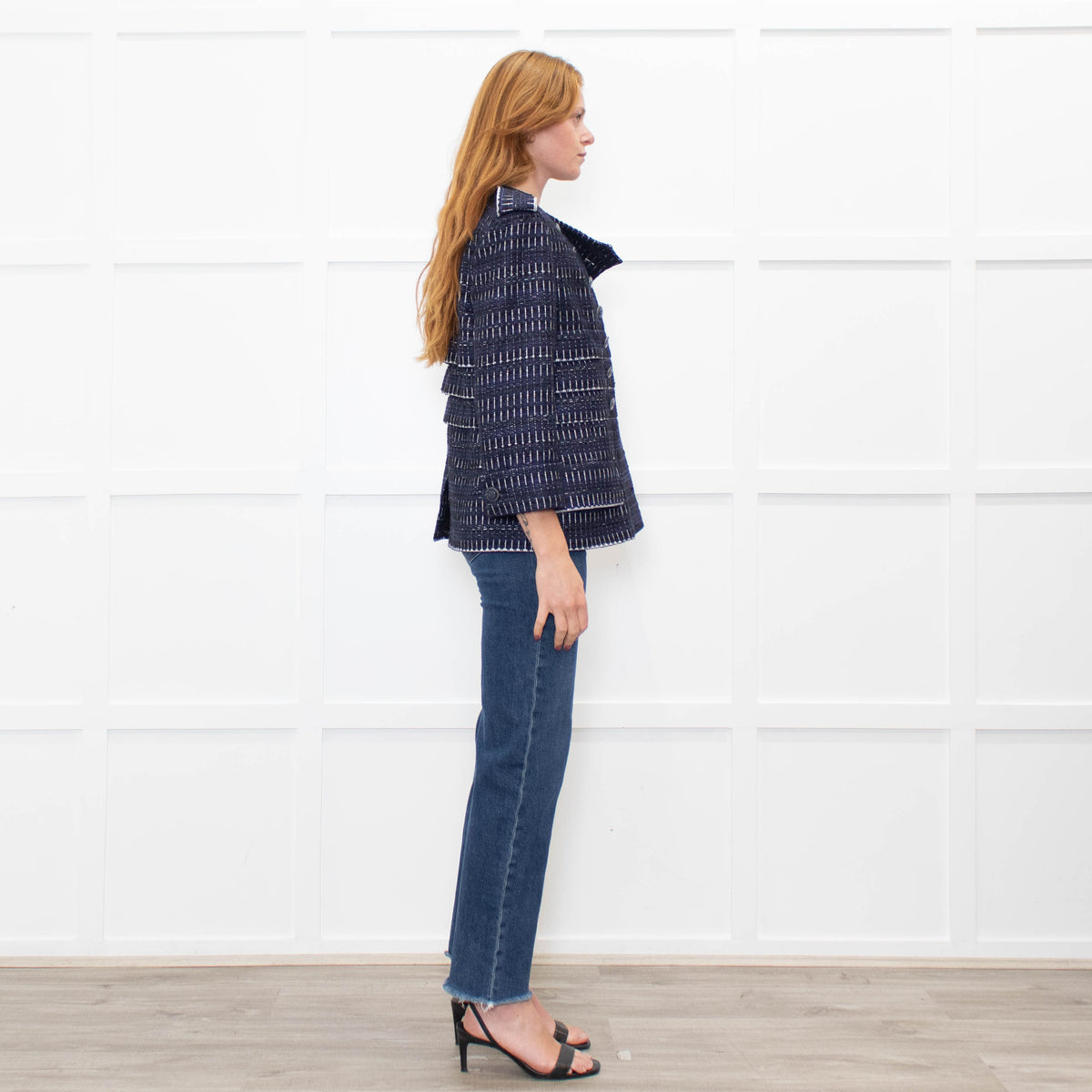 Chanel Navy White Fantasy Tweed Jacket