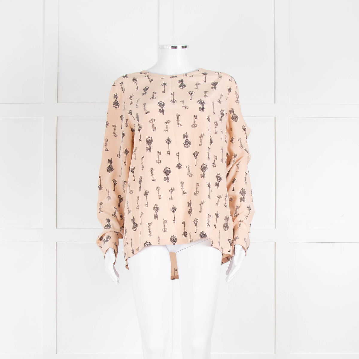 EQUIPMENT Nude Silk Blouse With Black Keys Pattern