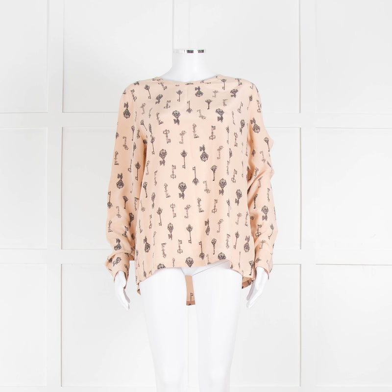 EQUIPMENT Nude Silk Blouse With Black Keys Pattern