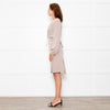 DVF Taupe Long Sleeve Silk Wrap Dress