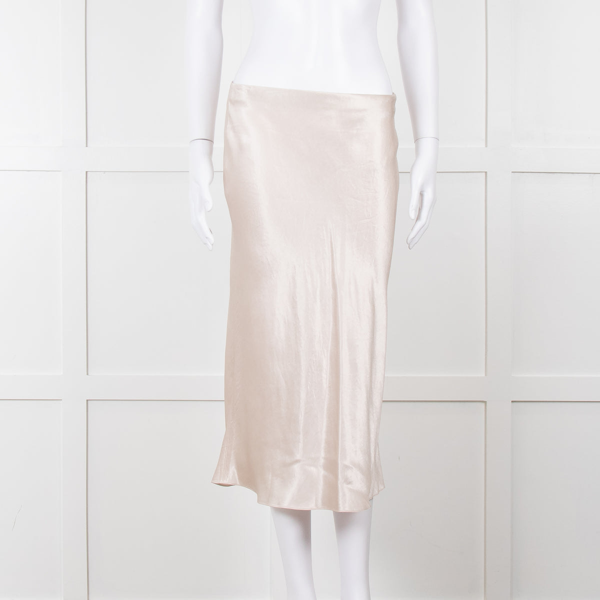 Vince Putty Coloured Satin Slip Skirt