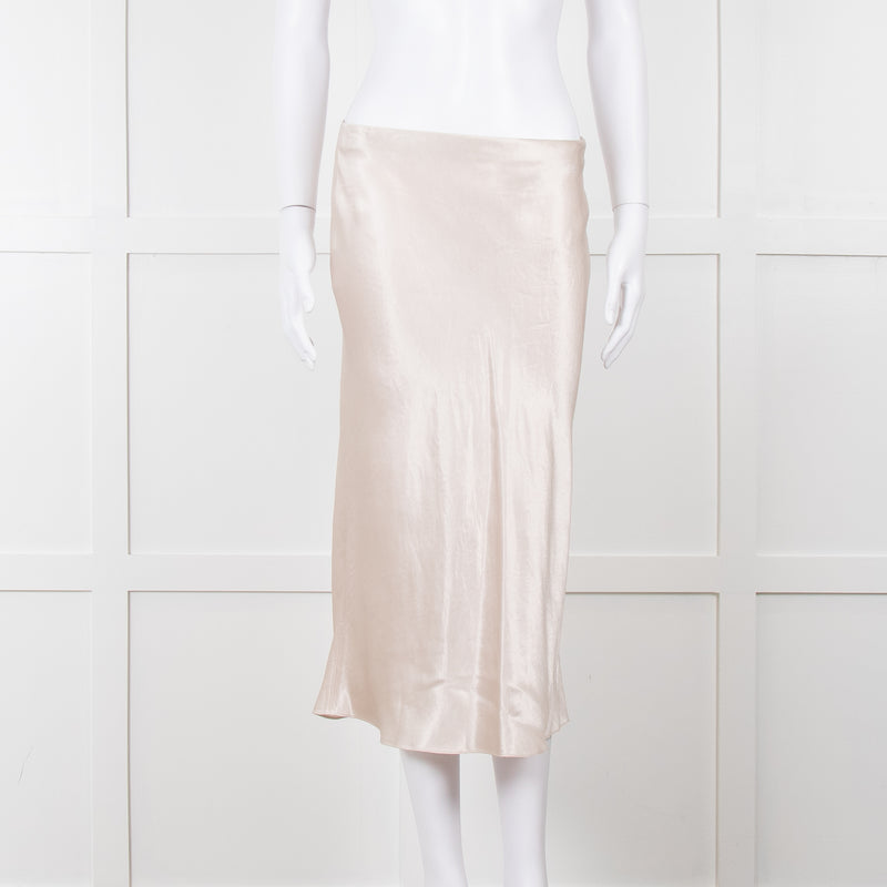 Vince Putty Coloured Satin Slip Skirt