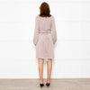 DVF Taupe Long Sleeve Silk Wrap Dress
