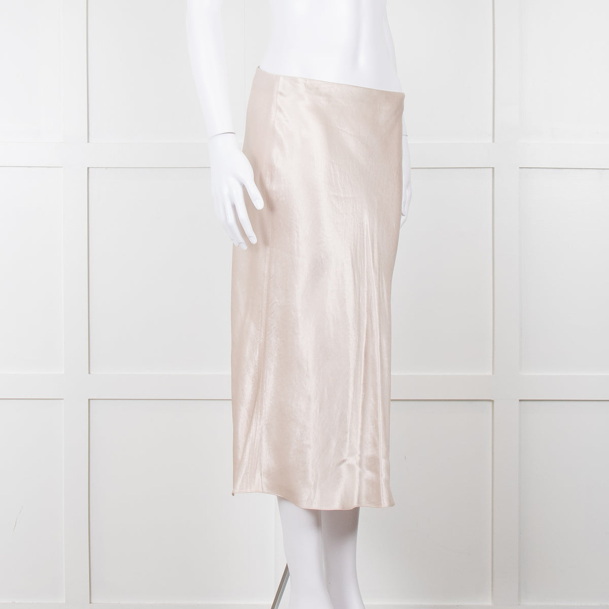 Vince Putty Coloured Satin Slip Skirt