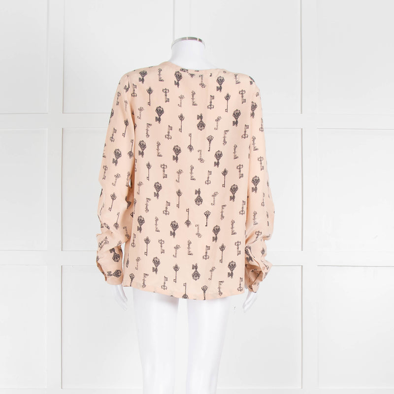 EQUIPMENT Nude Silk Blouse With Black Keys Pattern