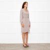 DVF Taupe Long Sleeve Silk Wrap Dress