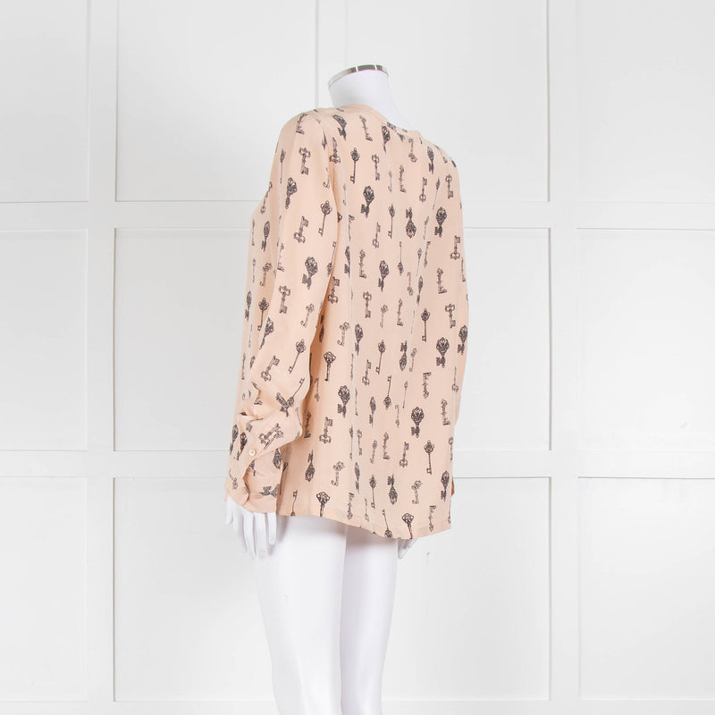EQUIPMENT Nude Silk Blouse With Black Keys Pattern