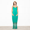 Rachel Zoe Green Sleeveless Tassels Silky Dress