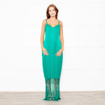 Rachel Zoe Green Sleeveless Tassels Silky Dress