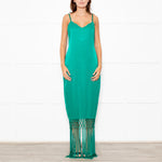 Rachel Zoe Green Sleeveless Tassels Silky Dress