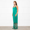 Rachel Zoe Green Sleeveless Tassels Silky Dress