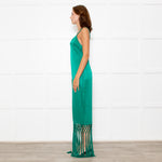 Rachel Zoe Green Sleeveless Tassels Silky Dress