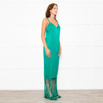 Rachel Zoe Green Sleeveless Tassels Silky Dress