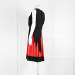 Martin Grant Black & Red Silk Micro Pleated Sleeveless Dress