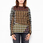 Marni Black Brown Pattern Long Sleeve Knitted Top