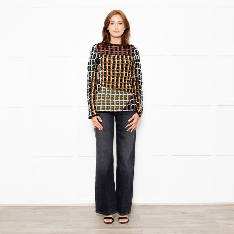 Marni Black Brown Pattern Long Sleeve Knitted Top
