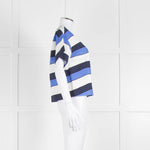 Piazza Sempione Blue And White Striped Cotton Mix Short Sleeve Top