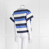Piazza Sempione Blue And White Striped Cotton Mix Short Sleeve Top