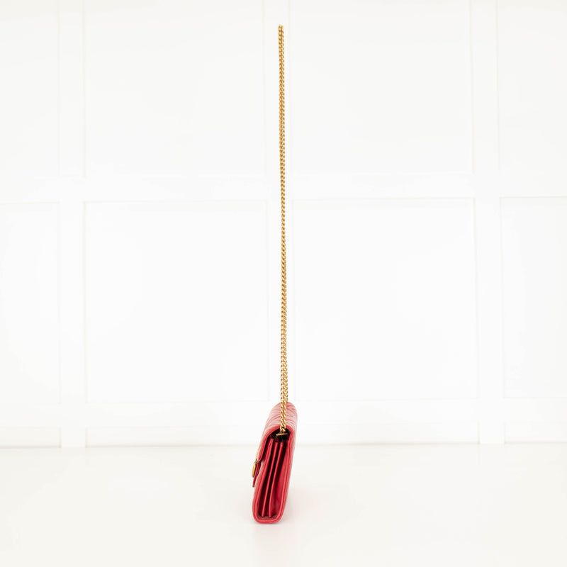 Gucci Red Matellase Leather Crossbody Bag