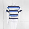 Piazza Sempione Blue And White Striped Cotton Mix Short Sleeve Top