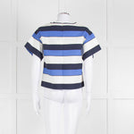Piazza Sempione Blue And White Striped Cotton Mix Short Sleeve Top