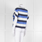 Piazza Sempione Blue And White Striped Cotton Mix Short Sleeve Top