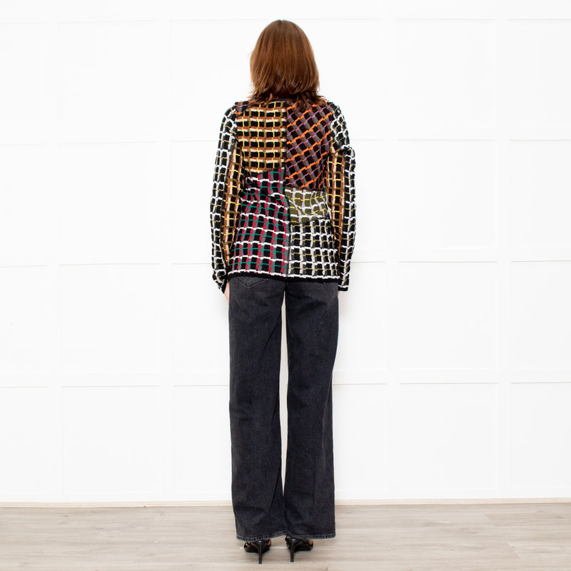 Marni Black Brown Pattern Long Sleeve Knitted Top