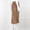 Nanushka Leopard Print Crinkle Midi Skirt