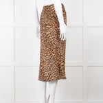 Nanushka Leopard Print Crinkle Midi Skirt